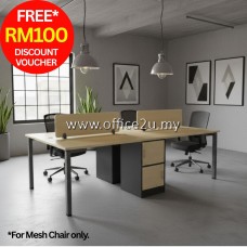 ULD SERIES 4-SEATERS WORKSTATION WITH SHARING CABINET (FREE RM100 DISCOUNT VOUCHER) - LIMITED QUANTITY